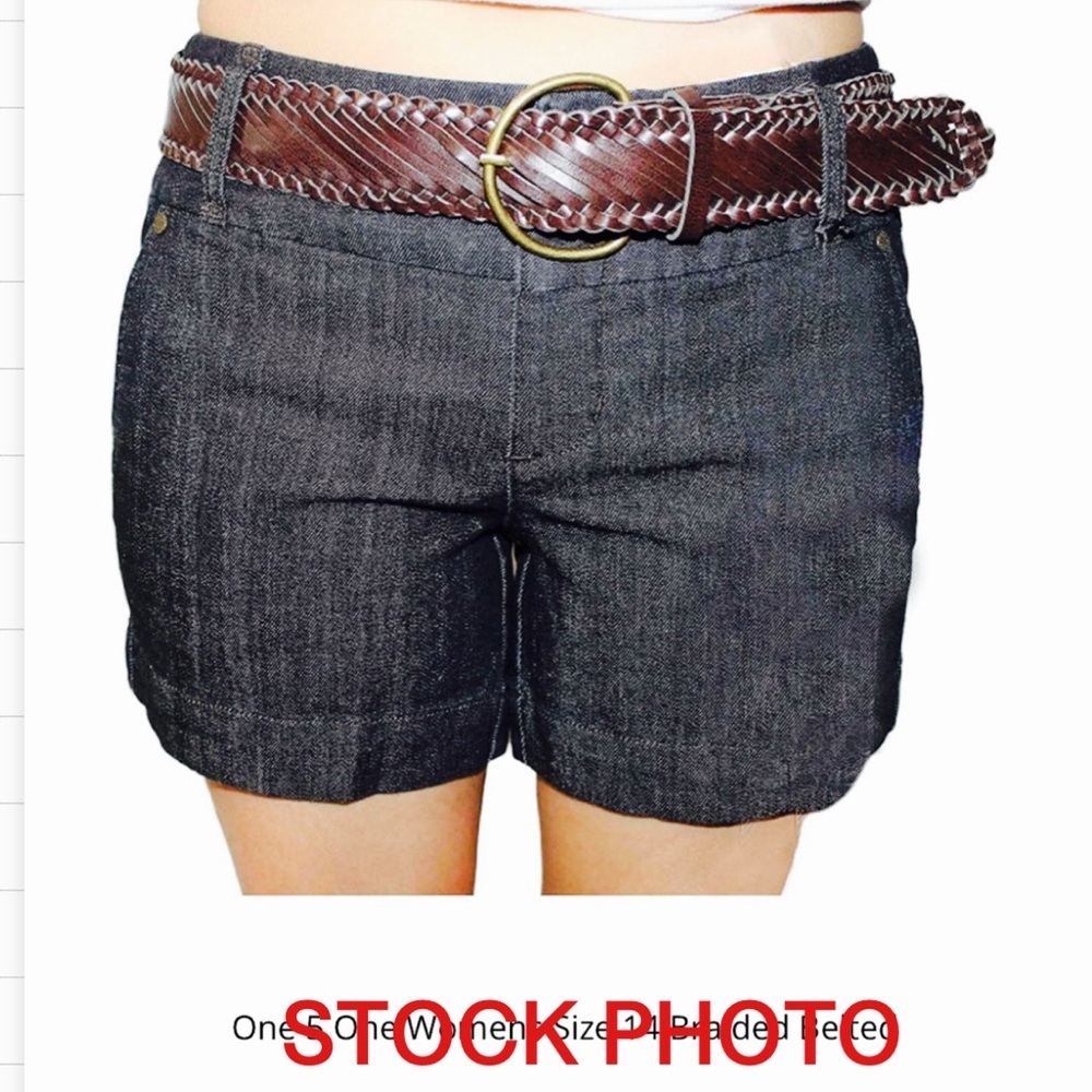 One 5 One Dark Gray Jean Shorts with Brown Belt, NWT